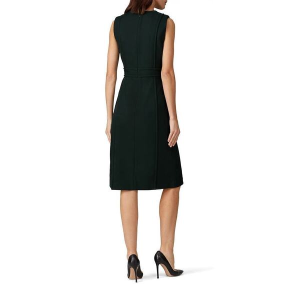 Tory Burch Twill Dress 100% Cotton Sleeveless Crew Neck Sheath Midi Green Size 4 - Picture 4 of 16